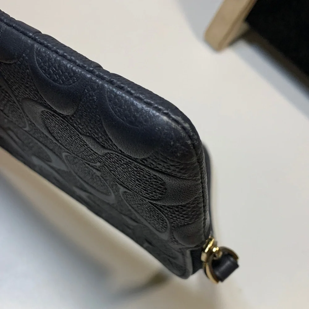 Coach Embossed Black Wristlet - Picture 3 of 6